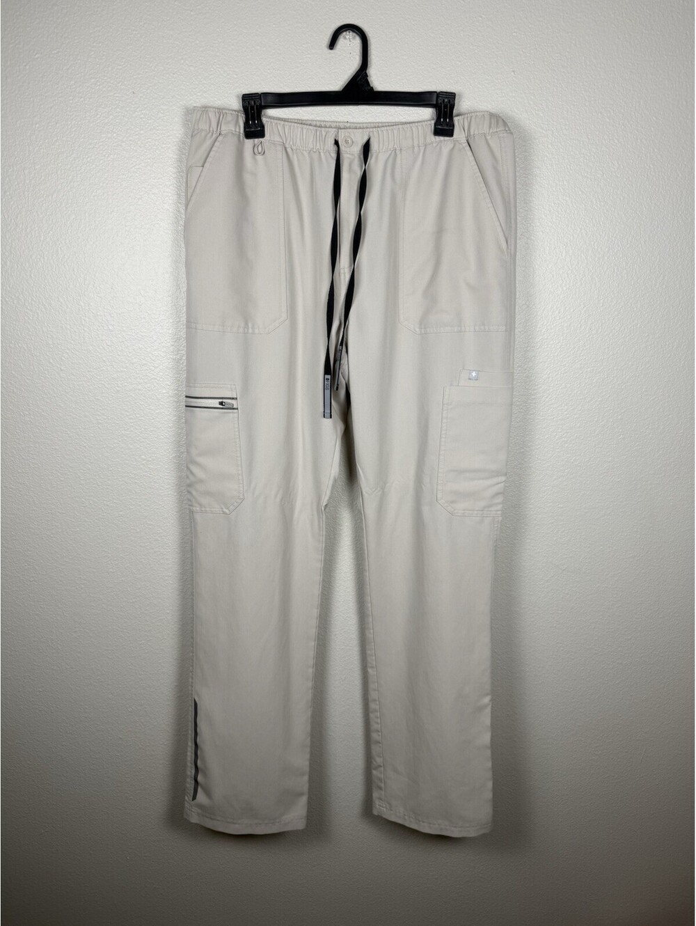 FIGS Scrub Pants Mens XL Beige Cargo Drawstring Stretch Medical Uniform 34x34